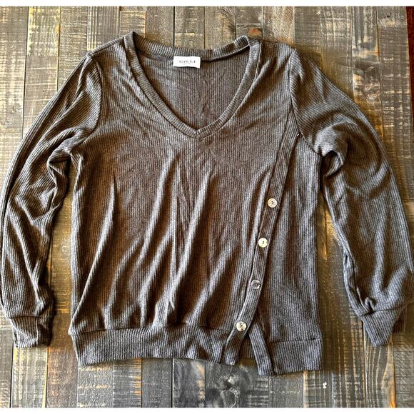 Gilli Brown Ribbed Button Sweater Size M - Picture 1 of 6